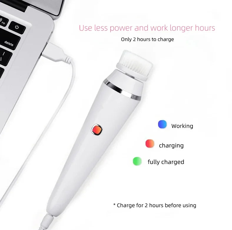 4‑in‑1 veido valymo šepetėlis, atsparus vandeniui IPX7 — gilus valymas ir masažas